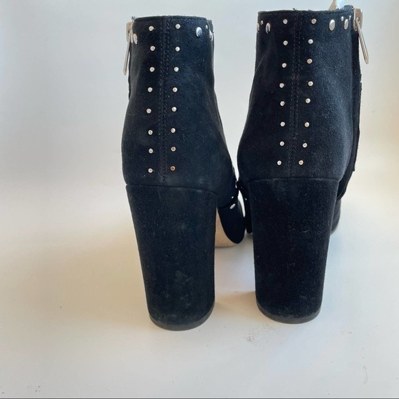 Sam Edelman Black Suede Chandler Round Disc Studs Block Heel Ankle Boots 9 - Picture 5 of 6